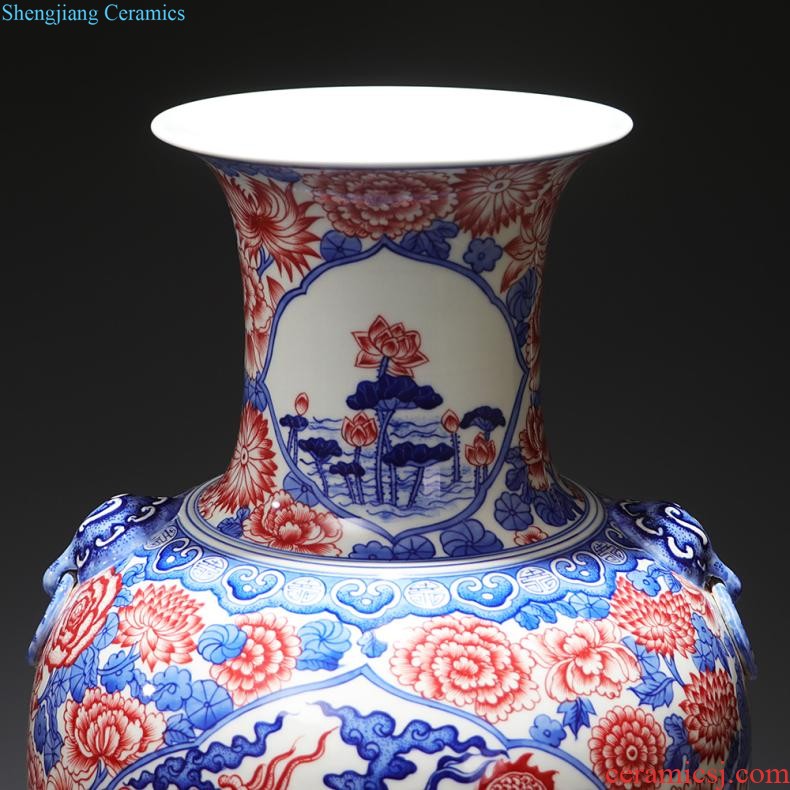 Jingdezhen ceramics and exquisite knife clay under the green glaze hand-painted color vases, flower arranging flowers is contemporary and contracted sitting room