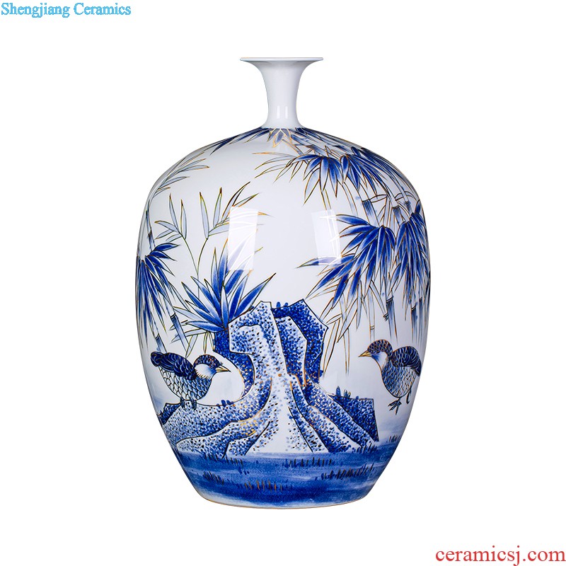 Jingdezhen ceramics hand-painted color ink landscape painting of large vase sitting room place hotel css0 ornament