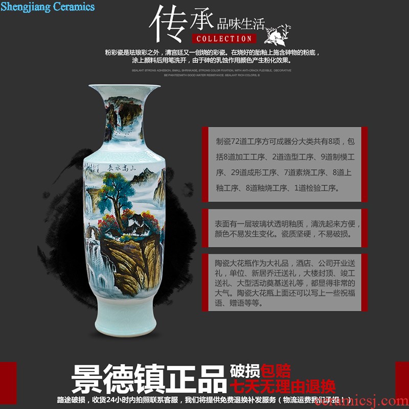 Jingdezhen ceramics hand-painted blue and white porcelain has a long history of large vases, sitting room adornment is placed for the opening gifts