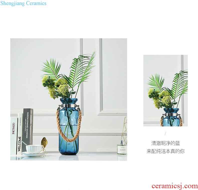 Contemporary and contracted ceramic vase furnishing articles sitting room flower arranging, creative water transfer printing vase household adornment furnishing articles