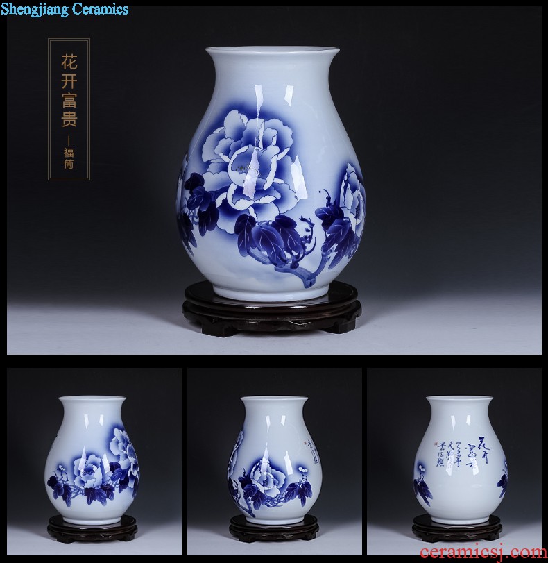 Jingdezhen ceramics Shadow blue variable color glaze vase flowers Fashion contracted home sitting room adornment is placed