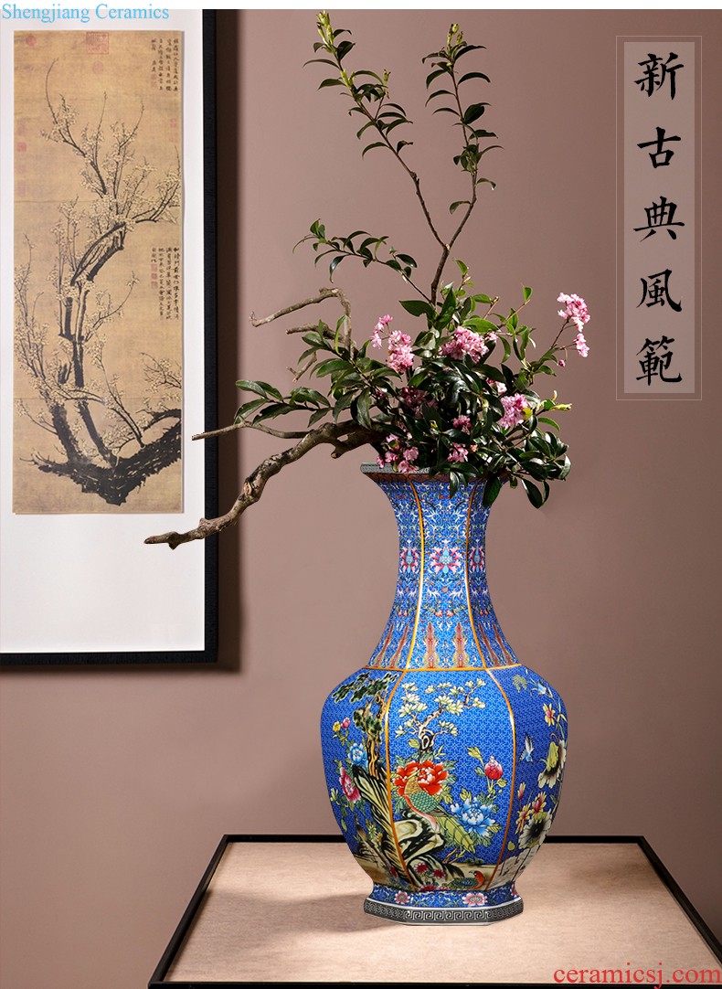 Jingdezhen ceramics of large vases, large hand-painted scenery sitting room of Chinese style household decorations manual quiver