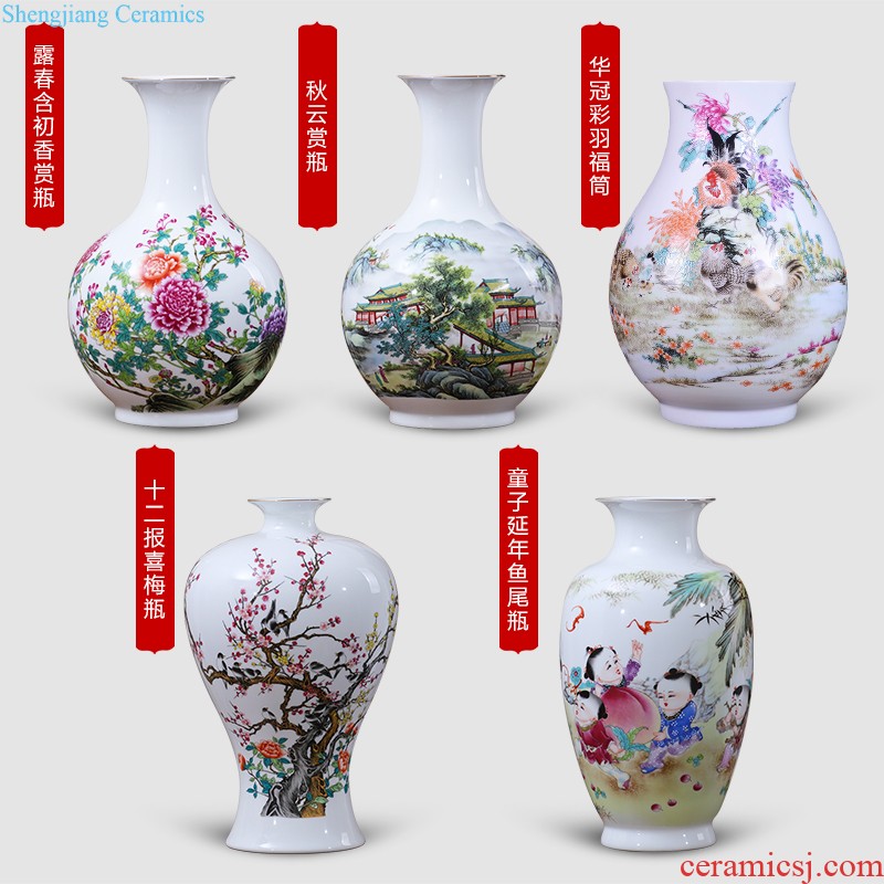 Jingdezhen ceramic vase furnishing articles flower arranging archaize sitting room both ears of blue and white porcelain vases, new Chinese style household decorations