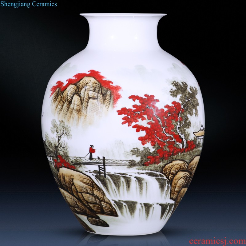 Jingdezhen ceramics vase furnishing articles sitting room ground vase large-sized hand-painted porcelain hotel club house sitting room adornment