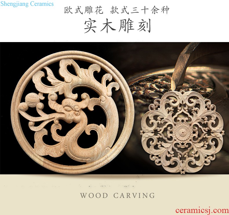 European decals flower piece of solid wood decorative woodcarving dongyang woodcarving wall decals furniture cabinet decorative decal Chinese background