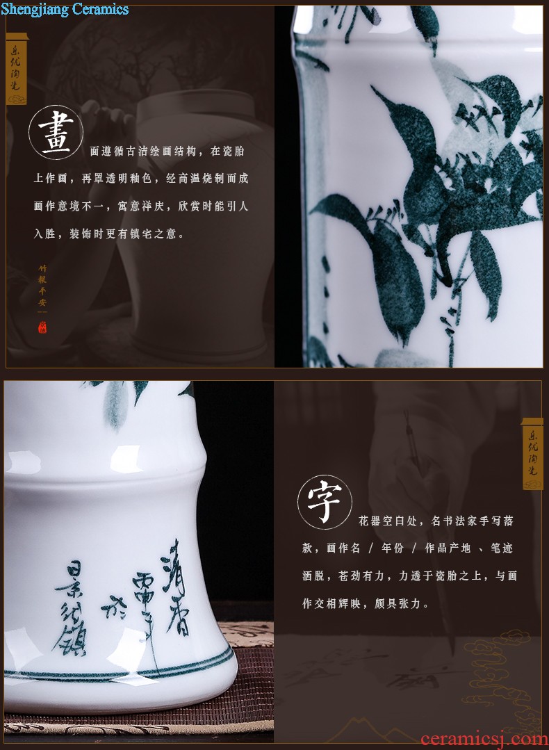 Le optimal jingdezhen hand-painted color ink landscape ceramic vases, flower receptacle modern new Chinese style household crafts are sitting room