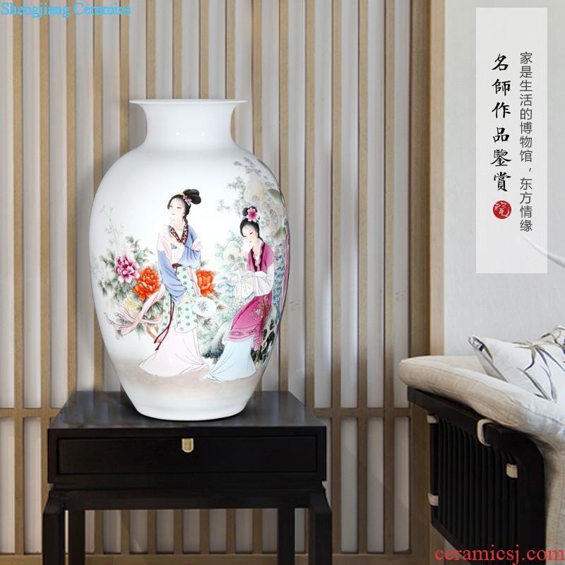 Jingdezhen ceramics by hand draw pastel scenery of the ancient village new sitting room of Chinese style household furnishing articles amorous feelings of the vase