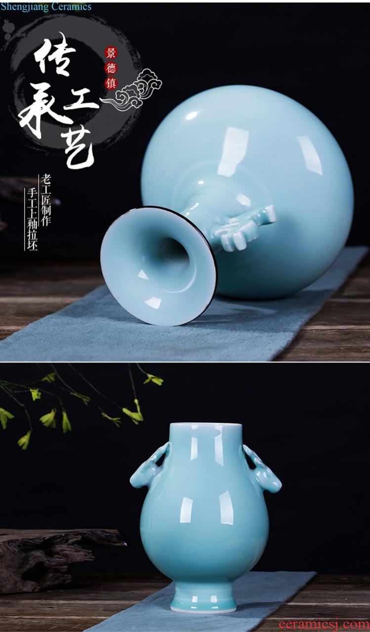 Jingdezhen blue and white porcelain vase under the glaze color hand-painted ceramic bottle blooming flowers sealed bottle 5 jins of 10 jins