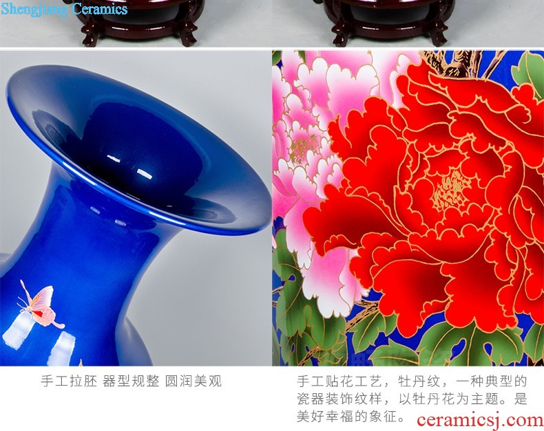 E157 jingdezhen ceramics Birds pay homage to the king the full flower of large vase TV ark sitting room adornment is placed