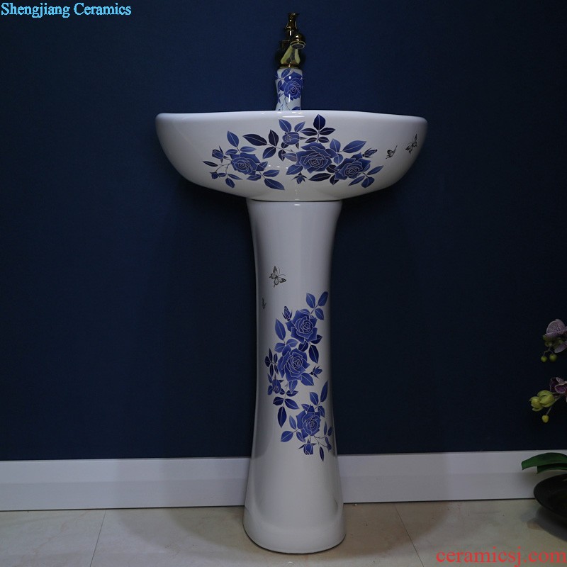 Gold cellnique ceramics column type lavatory floor balcony toilet lavabo, face basin sink pillar