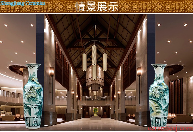 Jingdezhen ceramic floor big red golden vase modern Chinese style household hotel decoration furnishing articles large living room