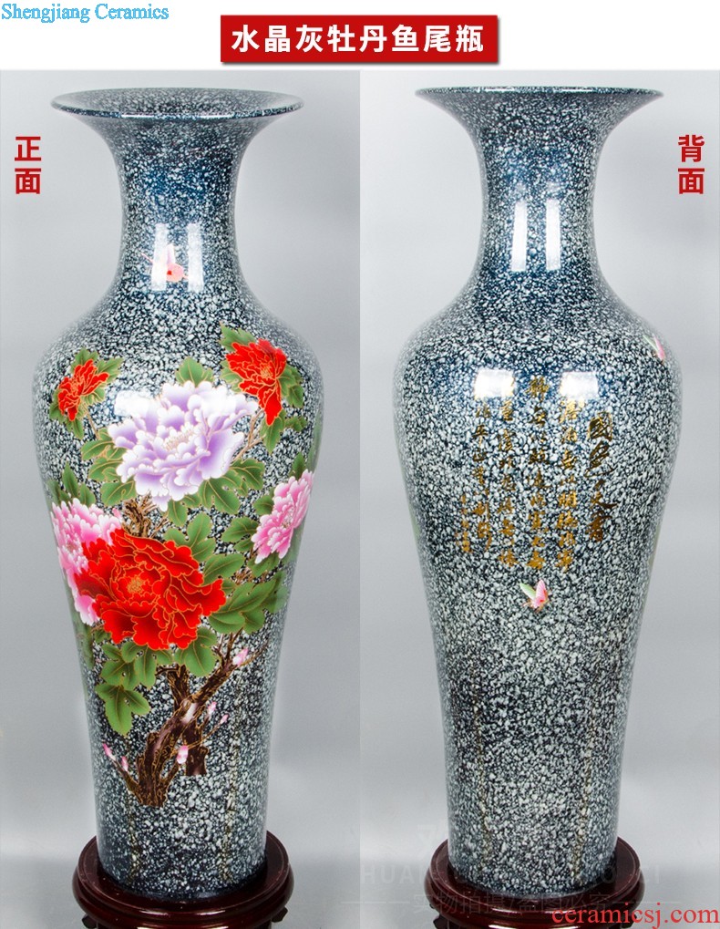 E157 jingdezhen ceramics Birds pay homage to the king the full flower of large vase TV ark sitting room adornment is placed