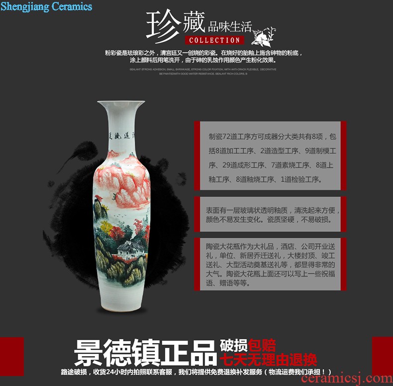 E197 jingdezhen ceramics of large blue and white porcelain vase and landscape painting home sitting room adornment is placed his feet