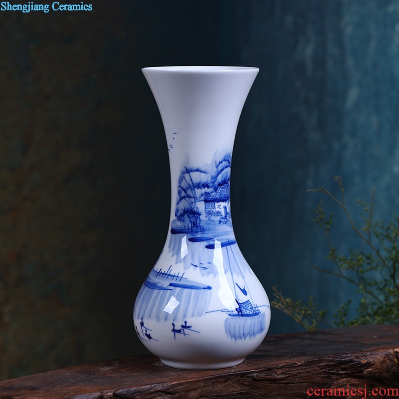 Jingdezhen ceramics Hand-painted scenery mei bottles of blue and white porcelain vase New Chinese flower arranging furnishing articles sitting room adornment