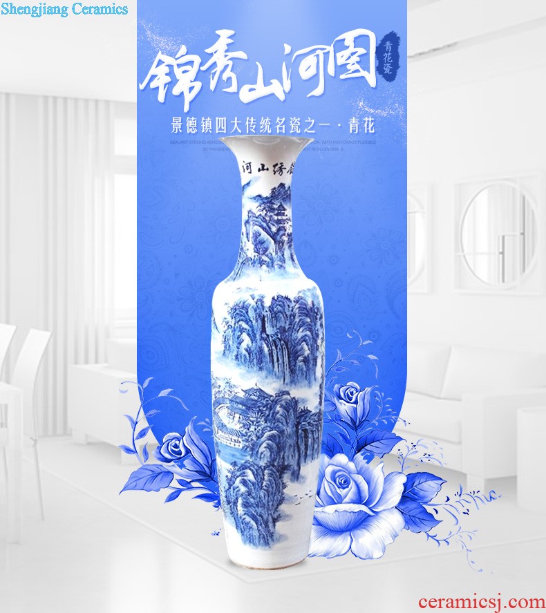 Sf24 jingdezhen ceramics of large vase sitting room adornment is placed all hand painting lotus opening gifts