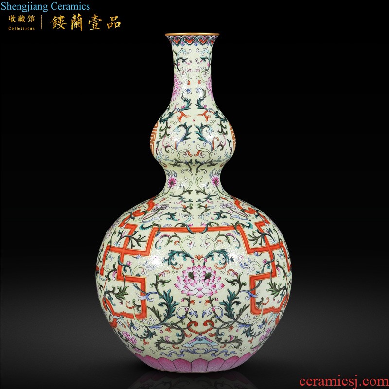 Jingdezhen ceramic imitation of qianlong emperor kiln the blue paint powder enamel vase YingXiWen lantern sitting room adornment is placed