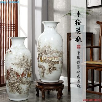 Jingdezhen ceramic vase manual shadow blue glaze color bucket load rhyme bottle vases, flower decoration crafts are sitting room