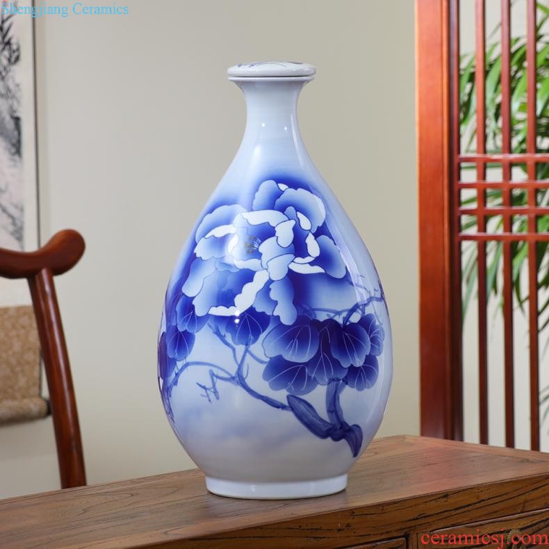 Jingdezhen ceramics hand-painted blue and white porcelain vase general storage jar jar of furnishing articles of new Chinese style household ornaments