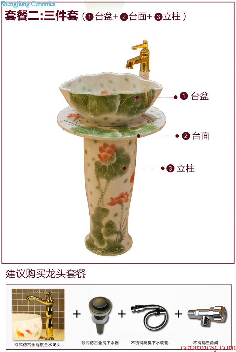 Koh larn, qi ceramic art basin on its rectangular lavabo european-style bathroom sinks marble