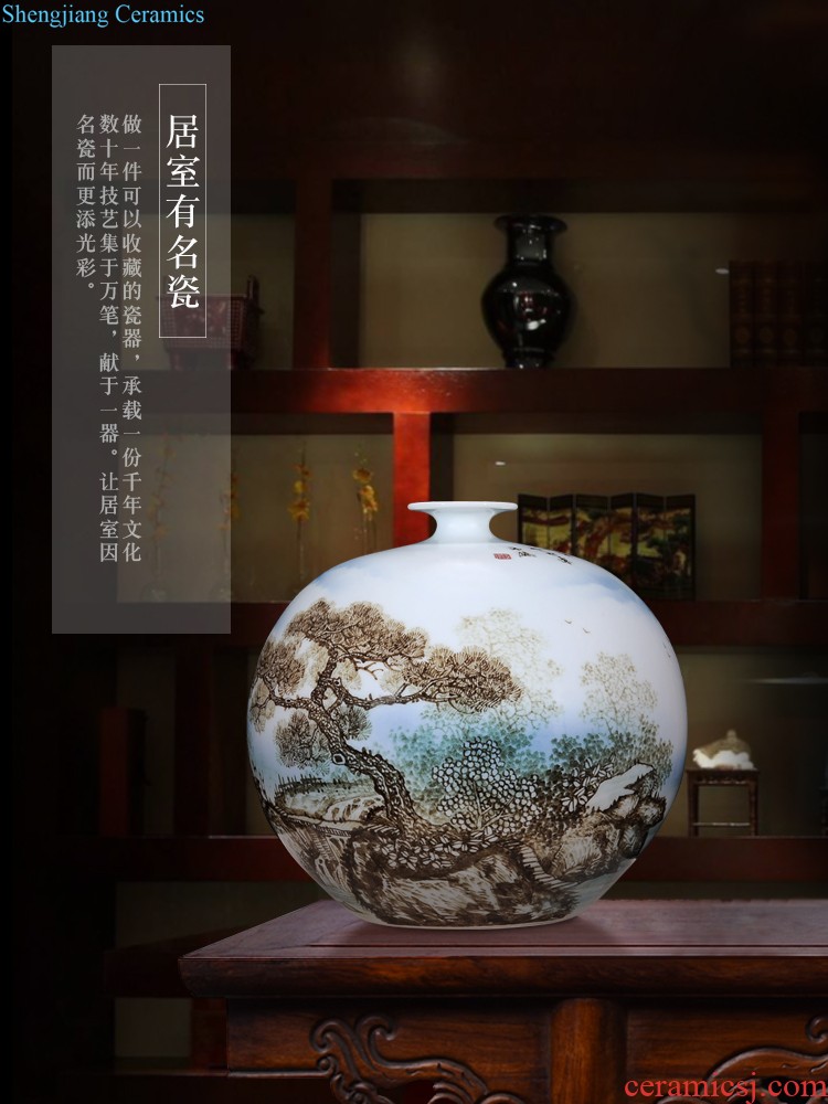 Jingdezhen ceramics hand-painted dried flower flower vase Chinese modern bedroom sitting room adornment is placed a wedding gift