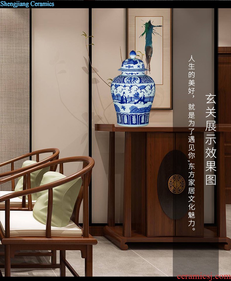 Sf48 jingdezhen ceramics color ink landscape high white clay ground big vase sitting room adornment rural furnishings