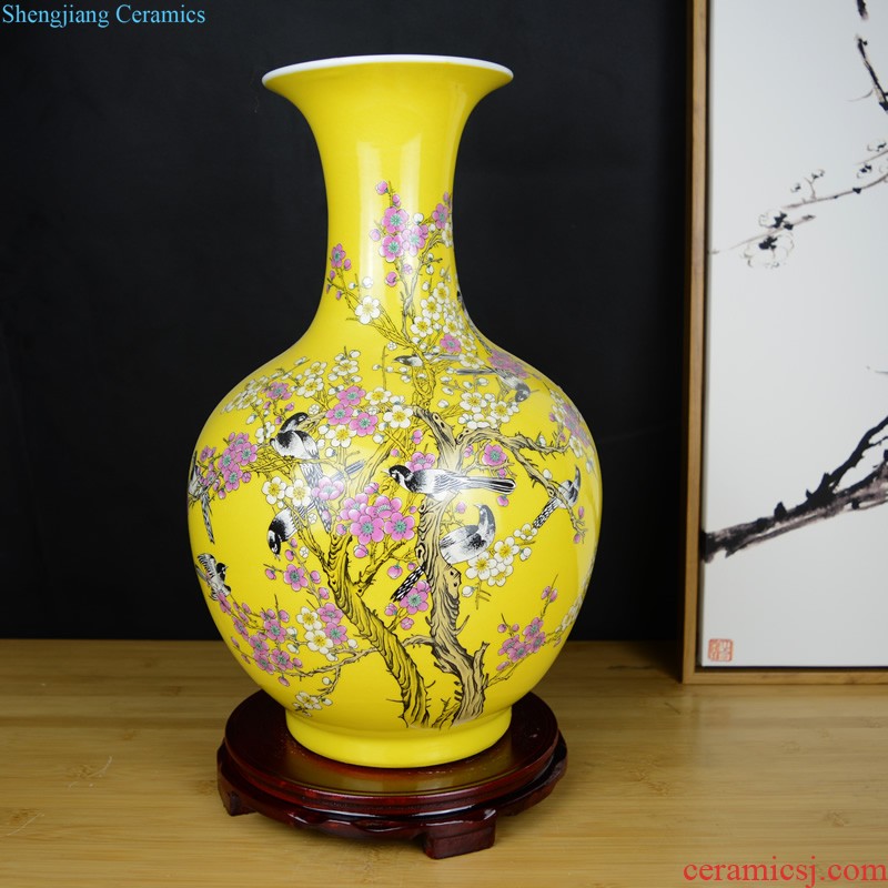 Chinese style restoring ancient ways of jingdezhen ceramics green glaze vase sitting room porch rich ancient frame home decoration handicraft furnishing articles