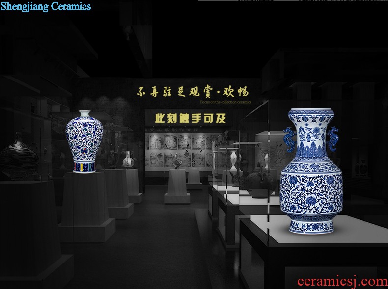 Sz - 035 blue and white porcelain of jingdezhen ceramics jiangnan spring scenery of large vase home sitting room adornment is placed