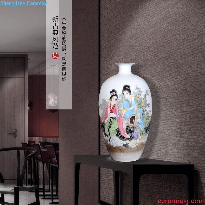 Jingdezhen ceramics vase Antique blue-and-white bound of lotus mei bottle decoration home furnishing articles in the living room