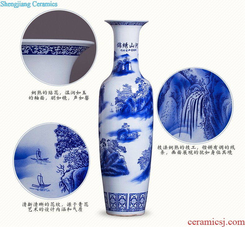 Jingdezhen ceramics antique hand-painted scenery peony home sitting room hotel adornment furnishing articles of large vase