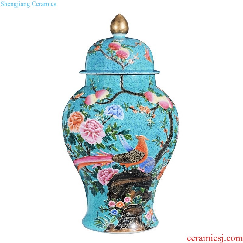 Jingdezhen blue and white youligong big ceramics imitation qing qianlong vase Chinese style living room home decoration collection furnishing articles