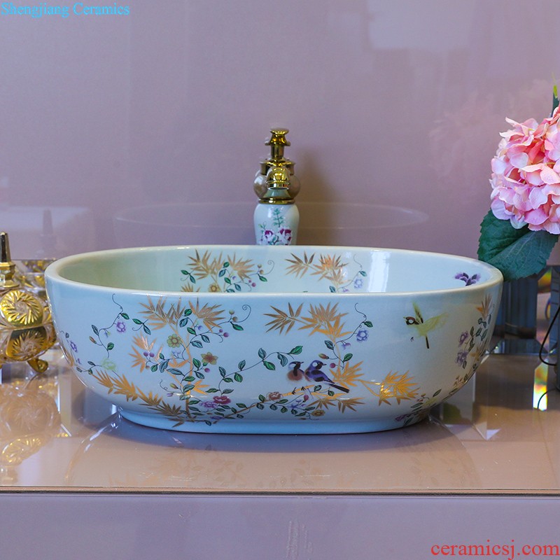 Koh larn, qi ceramic undercounter lavabo lavatory art basin of the basin that wash a face Taichung basin elliptical platinum peony