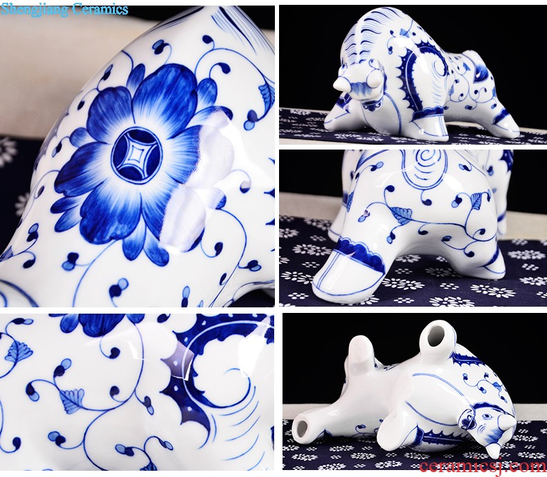 Jingdezhen ceramics of large vase antique blue-and-white youligong Chinese style porch decorate furnishing articles large living room