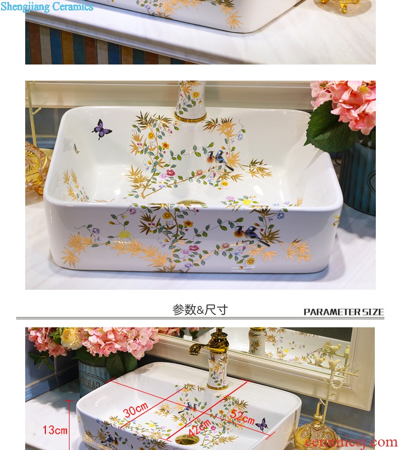 Koh larn, qi stage basin sink ceramic sanitary ware art basin bathroom sinks of the basin that wash a face Circular flower