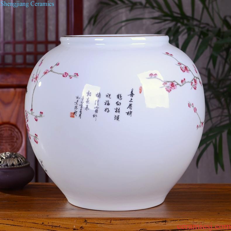 Large vase large hand-painted porcelain of jingdezhen ceramics new Chinese style household living room TV cabinet decoration