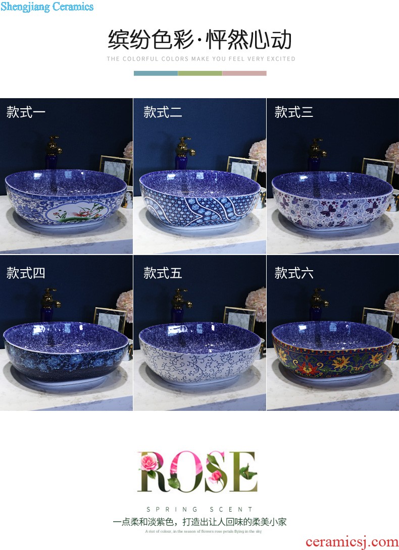 On the ceramic bowl wash gargle lavabo household elliptic art basin bathroom wash a face to face basin sink