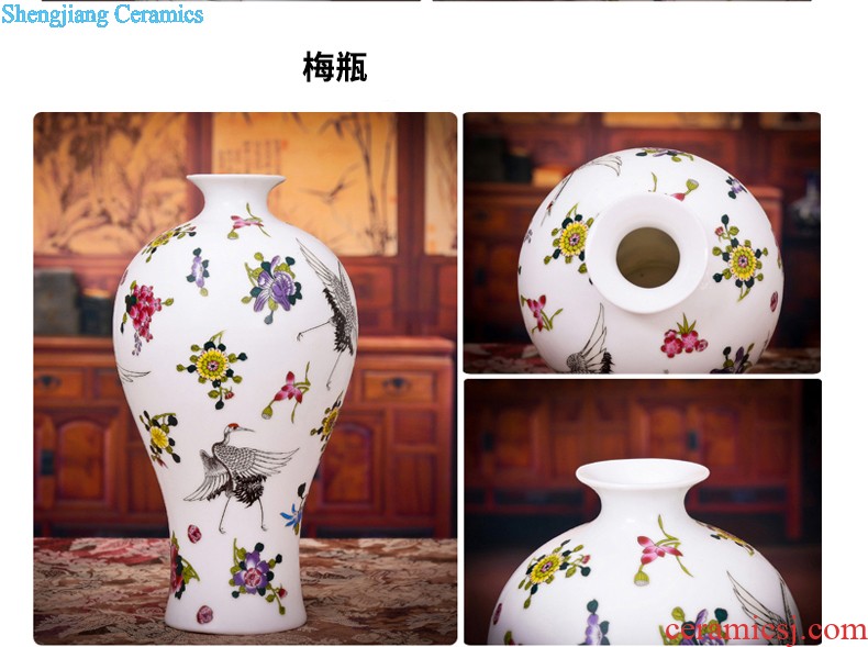 Jingdezhen ceramics antique vase hand-painted painting and calligraphy calligraphy and painting tube of classical Chinese style living room decorations study furnishing articles