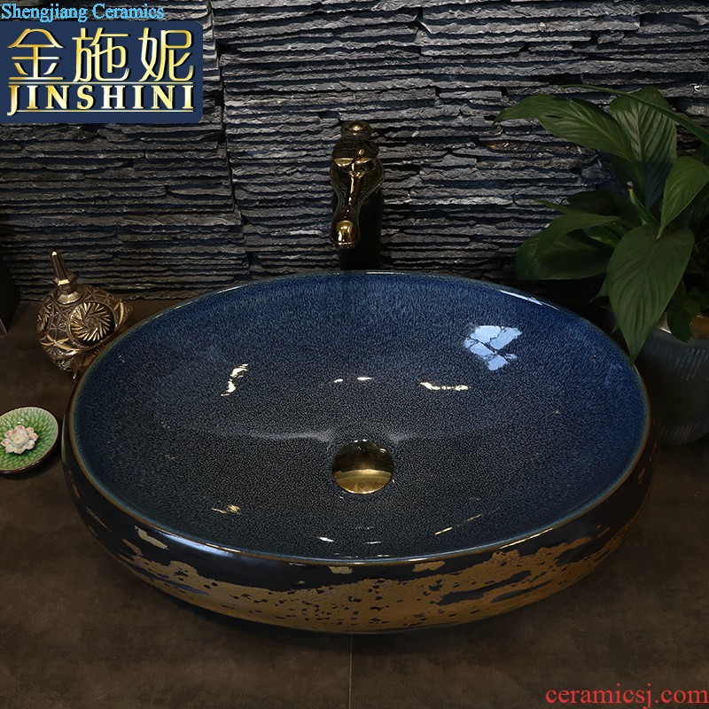 Jingdezhen ceramic stage basin sink elliptic toilet basin washing a face wash gargle household art basin