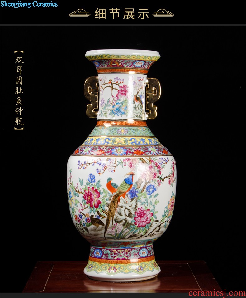 Jingdezhen ceramic large vases, flower arranging Chinese landscape painting home sitting room porch place large high decoration