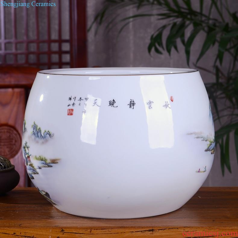 Large vase large hand-painted porcelain of jingdezhen ceramics new Chinese style household living room TV cabinet decoration