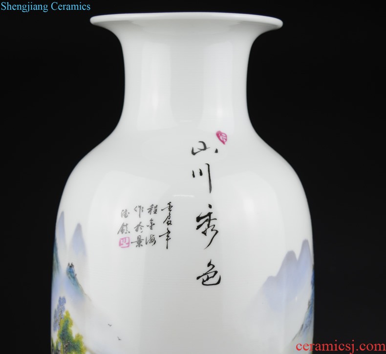 Jingdezhen ceramics vase sitting room place modern creative fashion peacock blue beauty bottle home crafts