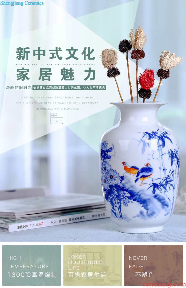 Jingdezhen ceramics vase furnishing articles Famous hand-painted scenery thin body porcelain bottle of new Chinese style living room decoration