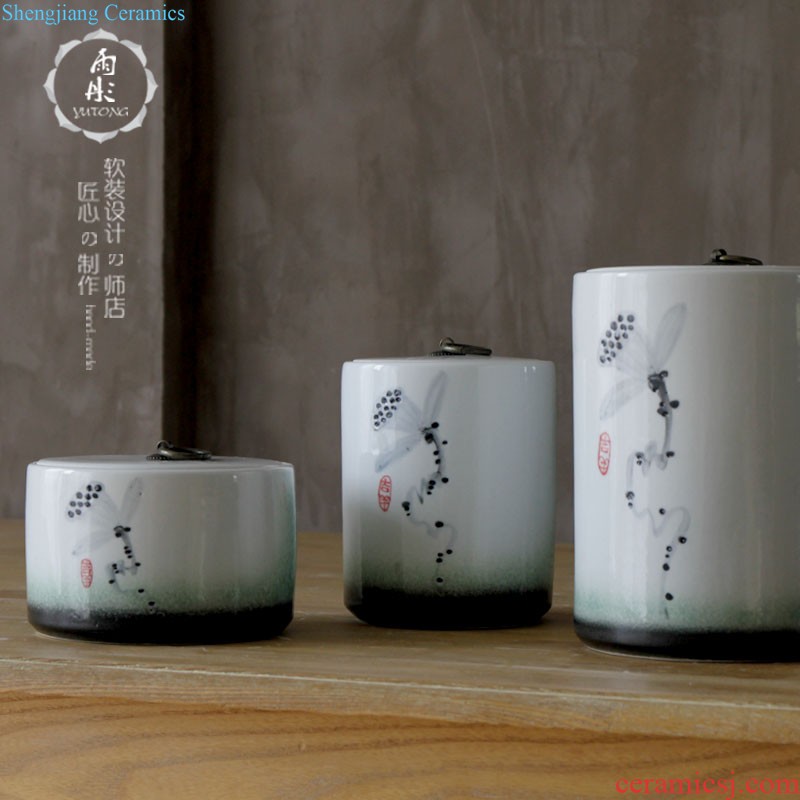 The rain tong home | jingdezhen Chinese zen furnishing articles The sitting room porch decoration ceramic blue round ceramic pot