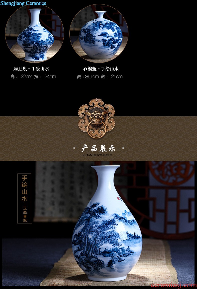 Jingdezhen ceramics Dong-ming li hand-painted pastel landscape vase New Chinese style household handicraft furnishing articles sitting room