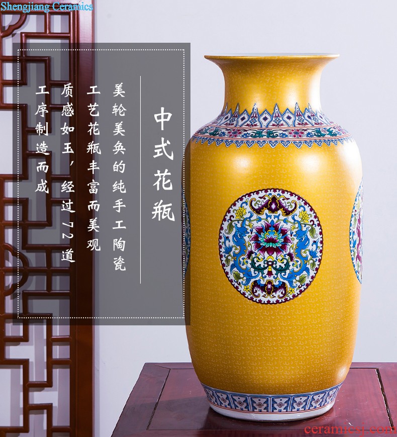 Jingdezhen ceramics of large vases, flower arranging yellow peony home sitting room adornment is placed large size 8