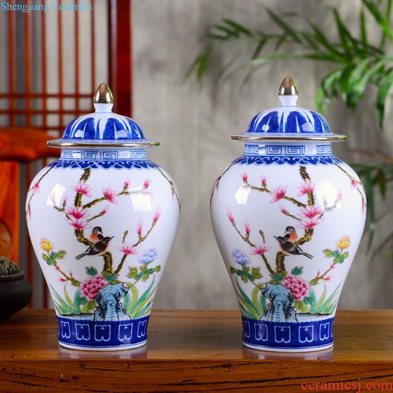 Jingdezhen ceramic vase furnishing articles hand-painted creative retro blue and white porcelain porcelain of sitting room home furnishing articles