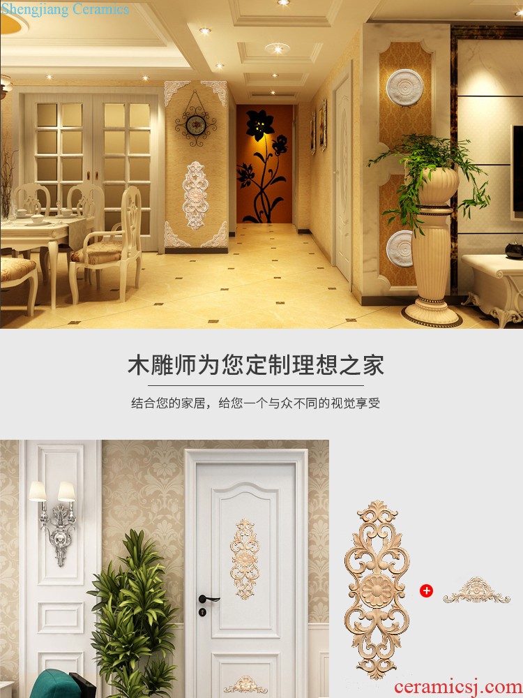 Dongyang woodcarving european-style decals solid wood carve patterns or designs on woodwork circular flower piece of solid wood applique adornment American woodcarving craft Angle