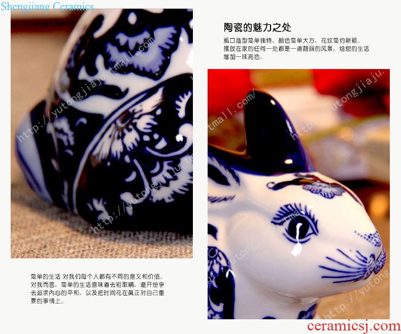 Rain tong home | jingdezhen blue and white porcelain ceramic handmade painting tea cake box caddy tea house furnishing articles