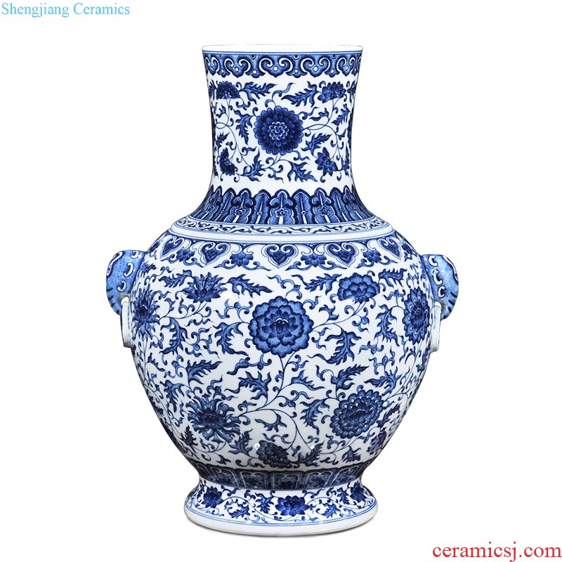 Jingdezhen ceramics imitation of yuan blue and white guiguzi down big pot sitting room of Chinese style household adornment home furnishing articles