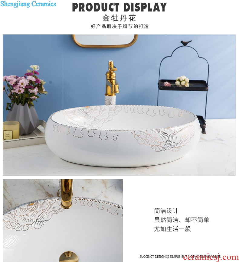 Post, qi more oval stage basin ceramic toilet lavabo that defend bath lavatory art uncluttered golden flower