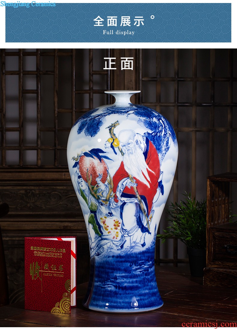 Jingdezhen ceramics Chinese antique hand-painted flower vase household porch rich ancient frame sitting room adornment is placed